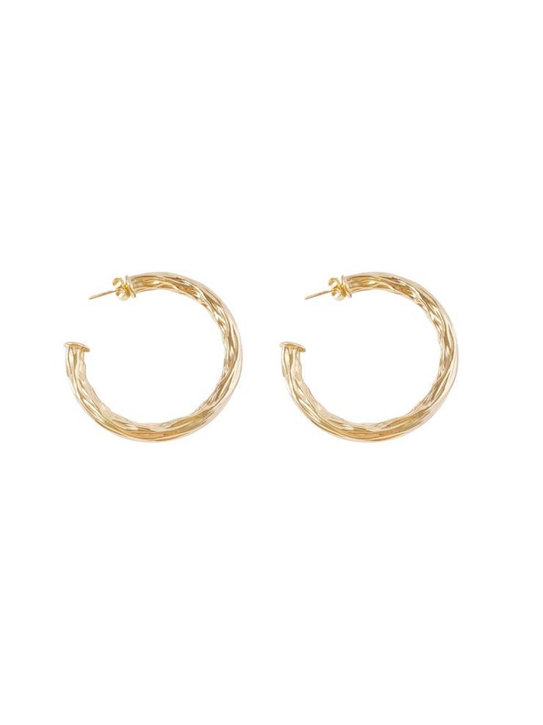 Medium Thick Hammered Hoops, Small, Medium or Large (K10-12)-1