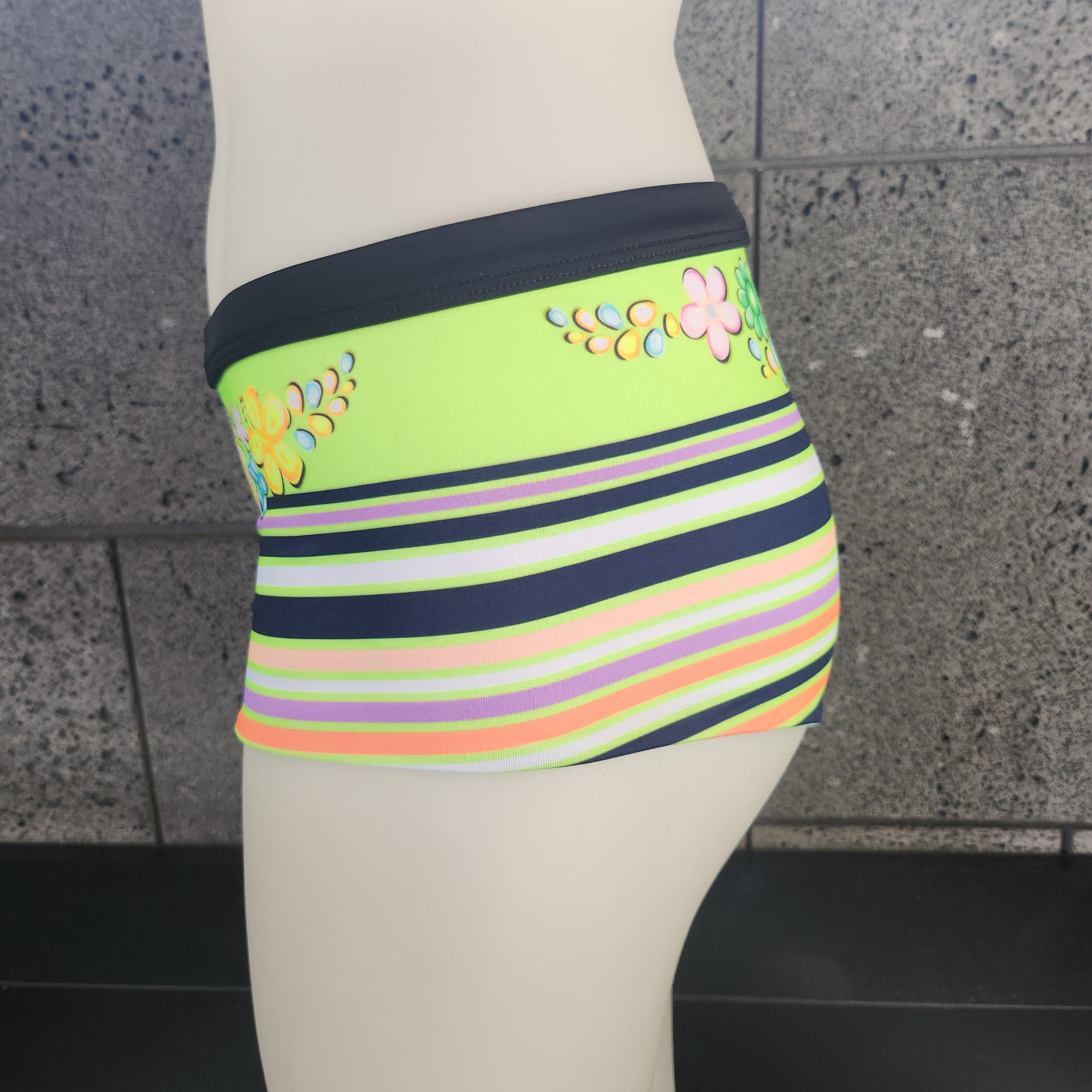 Flower & Stripe Reversible Boy Shorts-1