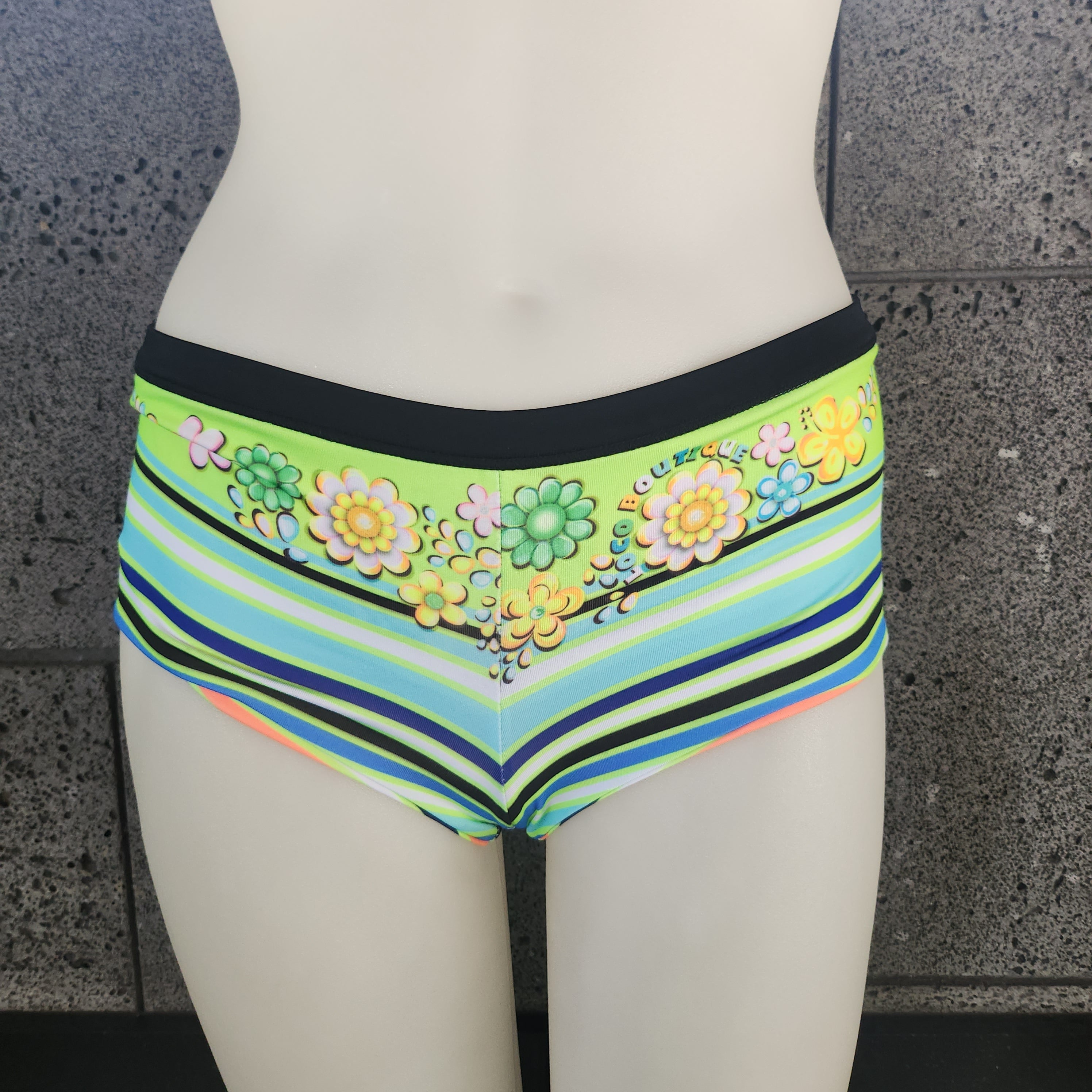 Flower & Stripe Reversible Boy Shorts-2
